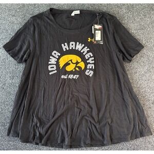 Under Armour Iowa Hawkeyes Womens XL Black HeatGear Shirt UW7108999 NWT